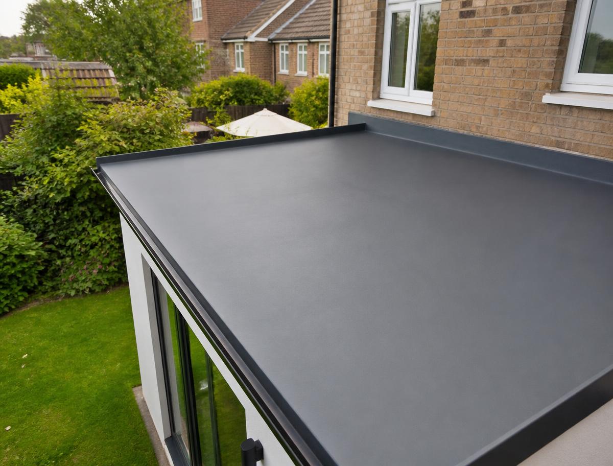 Newly installed flat roof on a rear house extension